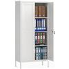 HOMCOM Armadio Portadocumenti a 2 Ante in Acciaio, Schedario da Ufficio con Ripiani Regolabile e Serratura, Mobiletto Multiuso Portaoggetti, per Ufficio Studio Casa, 80x40x175 cm, Bianco