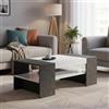 Dmora - Tavolino da salotto Jonni, Tavolo basso da caffè, Mobiletto portariviste, 100% Made in Italy, cm 110x60h40, Bianco lucido e Ardesia