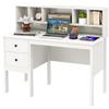 COSTWAY Scrivania con Cassetti e Libreria, Scrivania Salvaspazio con 5 Vani e 2 Cassetti, Scrivania Moderna da Ufficio e Casa, Bianco