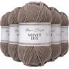 Utopia Crafts Velvet Lux - Filato di ciniglia super morbido per lavorare a maglia e uncinetto, 5 confezioni da 100 g (beige tortora)