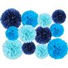 Jayke Joy Kit di 12 pompon in carta velina, fiori di carta velina per compleanno, baby shower, asilo, laurea, addio al nubilato (mix blu)