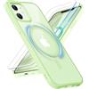 ORETECH Magnetica Trasparente Cover Compatibile con iPhone 12/12 Pro con [2 Pezzi Pellicola Protettiva in Vetro Temperato] Compatibile con MagSafe Antiurto Cellulare Custodia-Ciano Chiaro