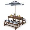 Generisch Set di seggiolini per bambini, tavolo da picnic con panche, cuscino e ombrellone, set di seggiolini per bambini in legno, set di sedute per esterni, mobili da giardino per giardino, cortile, terrazza