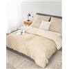 dibea Lenzuola reversibili Edel-Renforcé Beige - Copripiumino 155x220 cm e federa 80x80 cm, 100% cotone, con cerniera