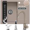 empiria SINK QUALITY SINK QUALITY Lavello in granito beige con rubinetto, 58 x 47 cm, con sifone e impregnante - Lavello da cucina beige con scolapiatti per mobile da 50 pezzi
