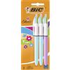 BIC - Penne a sfera retrattili, 4 colori, confezione da 2 + 1 (3 totali), punta media (1,0 mm), colori assortiti