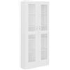 Homgoday Vetrina, Libreria con Ante in Vetro, Mobile Espositore Autoportante per Soggiorno Ufficio Credenza con Unità Scaffalature Bianco 82,5x30,5x185,5 cm Legno Ingegnerizzato