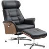 HOMCOM Poltrona Relax con Poggiapiedi, Girevole 360°, Funzione Sdraio, Poltrona per la Lettura, nero, 80 x 84 x 108 cm