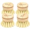 Joeji's Kitchen Spazzola piatti Set 4 spazzole ecologiche in legno per piatti con manico in bambù e setole in fibra di sisal Spazzola cucina che non graffia piatti piani cottura vasche da bagno