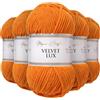 Utopia Crafts Velvet Lux - Filato di ciniglia super morbido per lavorare a maglia e uncinetto, 5 confezioni da 100 g (arancione rugginoso)