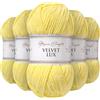 Utopia Crafts Velvet Lux - Filato di ciniglia super morbido per lavorare a maglia e uncinetto, 5 confezioni da 100 g (giallo sole)