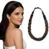 BUYOGET Cerchietto intrecciato marrone a 3 fili, capelli sintetici, trecce intrecciate, regolabile, elastico per donne