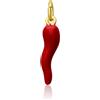 LUXURY MILANO Charm simboli in argento cornetto rosso