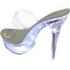Generic Scarpe in tela da donna casuali pantofole da donna con tacco quadrato trasparente sexy scarpe col tacco alto con luci per donna scarpe donna ballerina con tacco, bianco, 40 EU Stretta