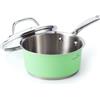 HOMICHEF 0,95 L verde menta pentola in acciaio inox senza nichel - Non tossico 16 CM pentola rivestimento libero per piano cottura a induzione