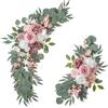 Amagogo 2 Pezzi Fiori Cerimonia Matrimonio per Archi con di Fiori di Seta E Foglie Verdi Decorazione Parete Composizione Floreale Adatta per Cerimoni, Rosa