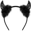 CARTOON Cerchietto con corna nere paillettate accessori per travestimenti da diavolo demone halloween