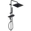 Görbach Colonna Doccia idromassaggio Nero Colonna Doccia in Acciaio Inox Senza Miscelatore Regolabili Asta Doccia Gruppo Doccia Colonna Con Soffione e Doccetta Porta Ogetti Mensola Quadrato 25 * 25cm