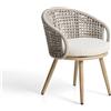 La Forma Sedia da esterno Lidario in alluminio effetto legno e corda sintetica color tortora