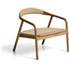 La Forma Poltrona Derile in legno di rovere massiccio con finitura in tonalità naturale e corda di carta beige FSC Mix Credit