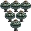 LHNNDM 6 pomelli in ceramica per porte, pomelli in ceramica verde chiaro a forma di zucca con viti, maniglie antiche per armadi da cucina, credenze e comò (6, verde scuro)