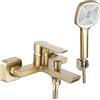 Rea - Rubinetto Da Vasca Argus Gold Brush Miscelatore Vasca Con Doccetta In Ottone Per Bagno Caldo E Freddo Regolabile (Oro) 18x21x10cm