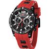 KXAITO Orologio sportivo analogico da uomo, orologio militare per esterni, a LED, cronometro, digitale, elettronico, grande, doppio schermo, impermeabile, tattico, da uomo, 0349g Nero E Rosso, L