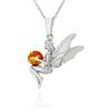 AMBEDORA Collana da donna Elfo con sfera d'ambra, argento sterling lucido, ambra baltica color cognac, ciondolo in argento con catena