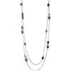 BULINLIN Collana multifilo in argento con pietre naturali per donna, con perle incastonate, gioielli in argento per costume, regalo per la festa della mamma, regalo per lei, 92 cm, Pietra Resina Vetro