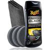 autopflege Set rinfrescante in plastica per auto per interni ed esterni, Meguiar's Ultimate Black Plastic Restorer + 3 tamponi applicatori + panno lucidante | cura della plastica per una nuova lucentezza con