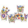 Baroni Home Set 6 Bicchieri Acqua con Decoro Colorato Stampato, Bicchieri in Vetro Colorati MADE IN ITALY, Bicchieri Lavabili in Lavastoviglie, 25 CL, Fantasia Ex Voto