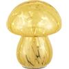 Baroni Home Lampada in Vetro da Tavolo a Batteria, Lampada da Comodino e da Soggiorno, Lampada da Scrivania Design Moderno, 13x13x16 cm, Fungo Giallo