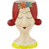 Baroni Home Vaso Decorativo in Ceramica Dipinta a Mano per Fiori e Piante, da Interno e da Esterno, 12x9,7x17 cm (Capelli Rossi)