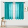 DWCN Tende trasparenti in voile semitrasparente, con tasca per bastone, per camera da letto e soggiorno, 132 x 114 cm di lunghezza, set di 2 pannelli, colore: turchese