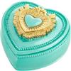 Baroni Home Cofanetto Cuore Sacro Ex-Voto in Resina Dipinta a Mano Turchese e Oro, Arte Sacra Tradizionale,Portagioie o Portaoggetti Decorativo, Idea Regalo, 9x9x5,5 cm