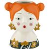 Baroni Home Vaso in Ceramica Dipinto a Mano, Vaso Decorativo Moderno per Interno ed Esterno, per Fiori e Piante, Soprammobile Linea Isotta, 12x8,8x14 cm, Rossa/Piccola