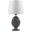 Baroni Home Lampada da Tavolo in Ceramica, Lampada con Paralume in Tela Bianca - Design Elegante, Lampda a Filo 120 cm, Attacco E27, Decorazione per la Casa (Pigna Antracite)