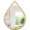 FEUFOAM Specchio da parete irregolare con cornice, specchio da parete rustico, a forma di goccia d'acqua, in legno naturale, per camera da letto, soggiorno, bagno, 50 x 40 cm