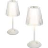 Baroni Home Coppia di Lampade Touch LED Wireless Ricaricabili 3 Modalità di Luce, Lampade in Plexiglass da Comodino per Interno e Esterno, Luci Variabili e Cavo Incluso,12x12x29cm, Bianca 2 Pezzi