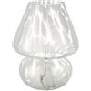Baroni Home Lampada in Vetro da Tavolo a Batteria, Lampada da Comodino e da Soggiorno, Lampada da Scrivania Design Moderno, 15x15x18 cm, Fungo Bianco