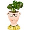 Baroni Home Vaso Testa in Ceramica con Volto, Vaso con Pianta Artificiale Inclusa, Soprammobile Moderno, Statuetta da Interno o Esterno 11x13x27 cm - Boy