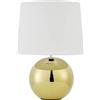 Baroni Home Lampada da Tavolo Lampada da comodino Abat Jour da Comodino in Ceramica Colorata, Sferica Oro, 23X23X32 cm
