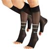 CALZITALY PACK 1/2 Gambaletti Elastici Compressione Graduata Forte a Punta Aperta, 140 DEN, 15-21 mm/Hg | Made in Italy (2 Pack - Nero, XS/S)