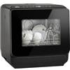 HOMCOM Mini lavastoviglie autoportante da tavolo con 4 coperti di misura, 5 programmi, funzione a secco, serbatoio dell'acqua da 6 l, controllo touch, display LED, lavastoviglie con/senza collegamento