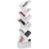 Relaxdays Scaffale Libreria, Mobile Stretto da Terra con 9 Ripiani ad Albero per Libri, CD e Dvd, 146x38x22 cm, Bianco