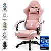 Dowinx Sedia Gaming con cuscinetto in gel e borse di Stoccaggio, Ampio Sedile Piatto Poltrona Gaming, Sedie Gaming Ergonomica con supporto lombare Sedia Game, rosa