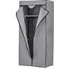 Baroni Home Armadio in Tessuto Richiudibile, Mobile Pieghevole Salvaspazio con Struttura in Ferro per Camera da Letto, Cabina Armadio, Grigio, 1 Ripiano, 1 Barra Appendiabiti, 70x45x155