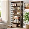 Tribesigns Libreria a 6 Ripiani, Alta 185 cm con Industriale Ripiani Aperti, Scaffale Portaoggetti Indipendente, Verticale Organizer per Casa, Ufficio, Studio, Marrone e Nero