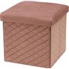 Baroni Home Pouf Cubo Contenitore Pieghevole in Velluto, Poggiapiedi Imbottito Porta-Oggetti, Sgabello Contenitore per Camera e Salone, Pouf Salvaspazio, 32x32x33 cm, Rosa Cipria