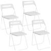 Baroni Home Sedia Pieghevole Salvaspazio, Sedia da Pranzo per Interno ed Esterno con Struttura in Acciaio, 42x38x78 cm (4 Pezzi, Bianco)